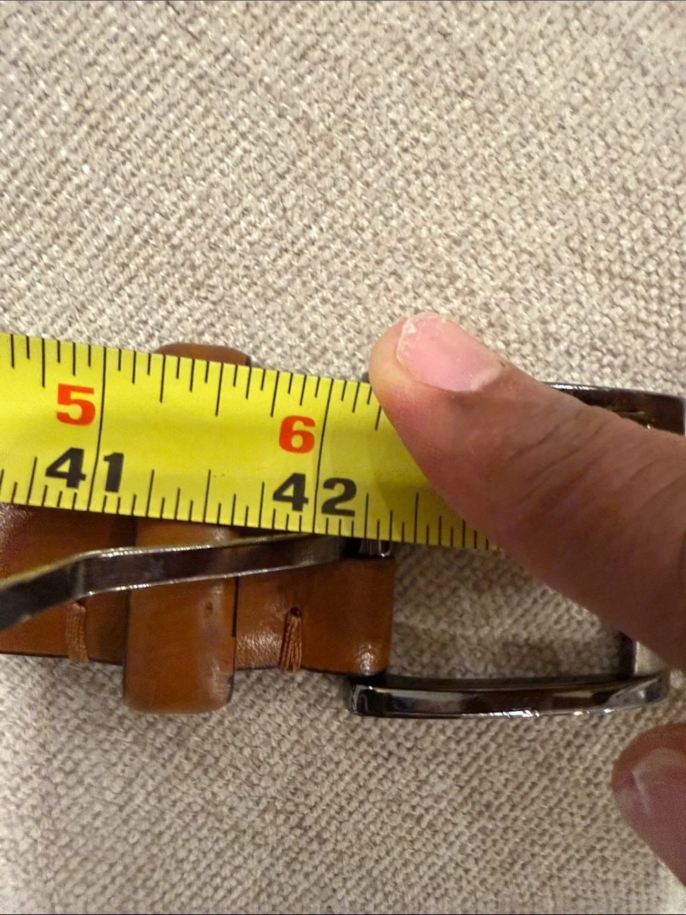 Men's Tan Genuine Leather Belt with Polished Silver Buckle